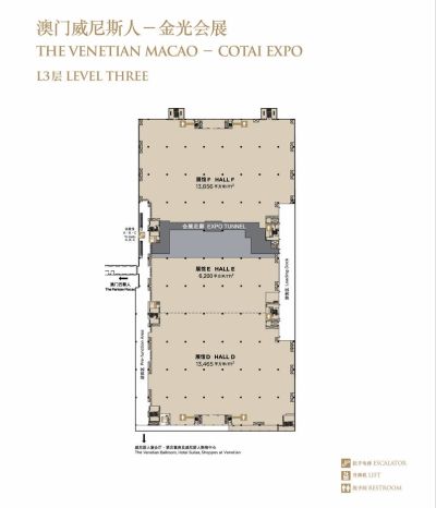 澳门威尼斯人金光会展 L3层 展馆 D | 展位数量 672会场图